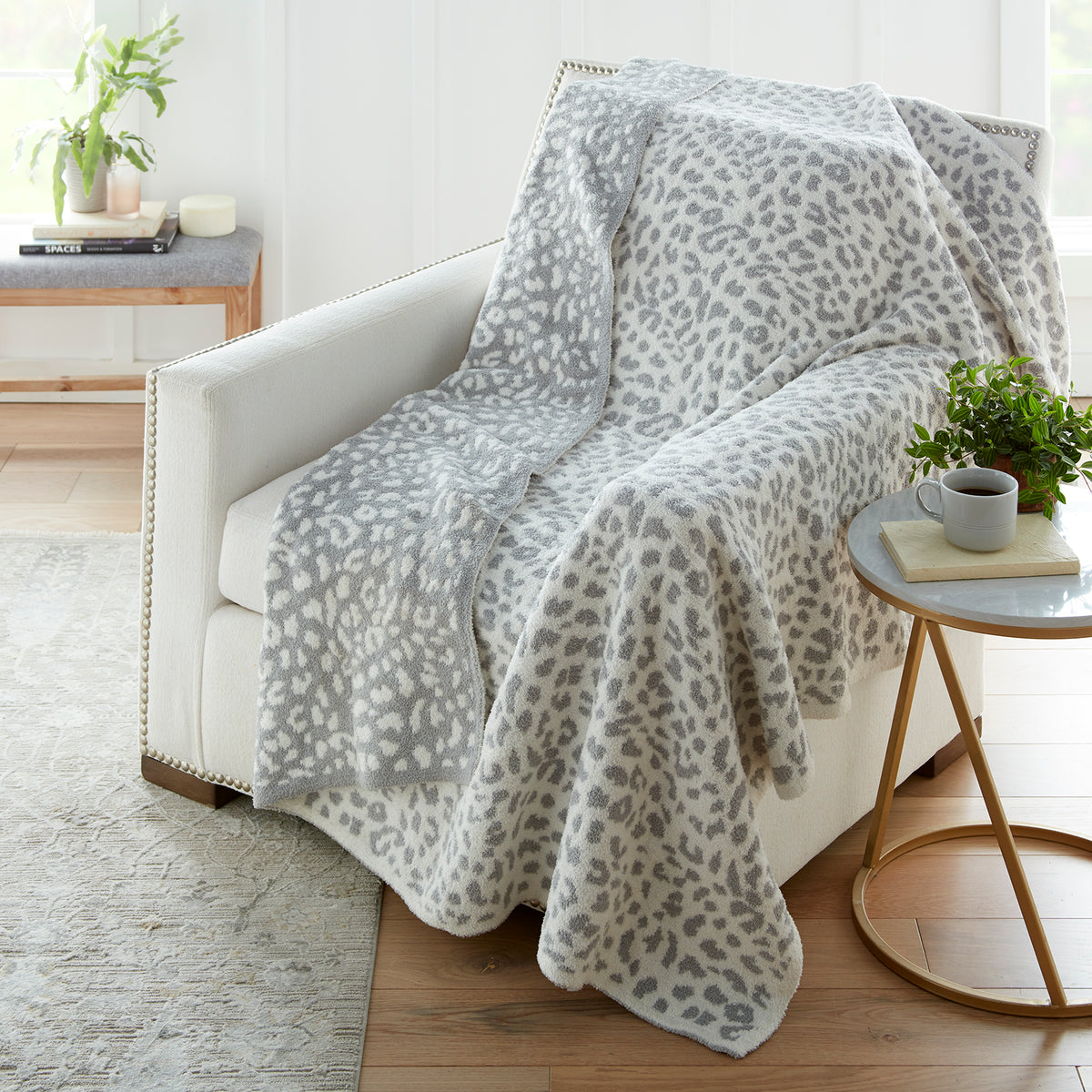 Grey leopard 2025 print throw