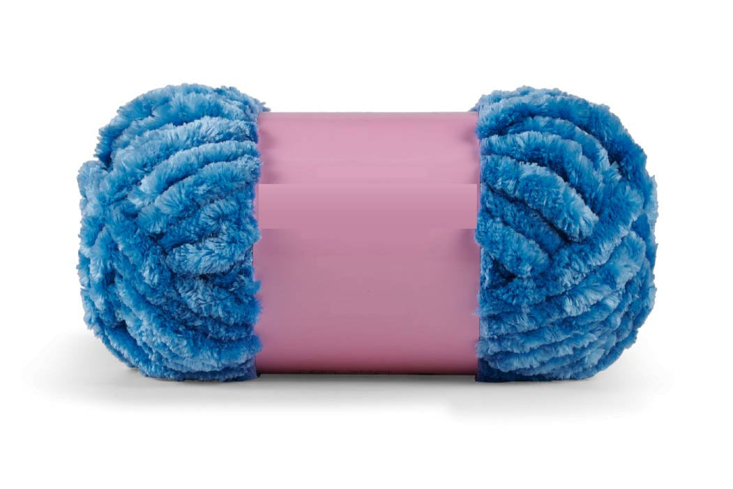 Luxe Velour XL Juicy yarn heritage blue color single skein pink purple band shiny silky luxurious crafting hats sweaters
