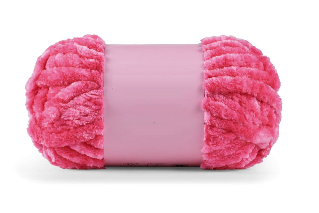 Pink Lemonade Luxe Velour XL Juicy yarn medium shade of pink color sold in 4 skein set for crochet and knit projects

