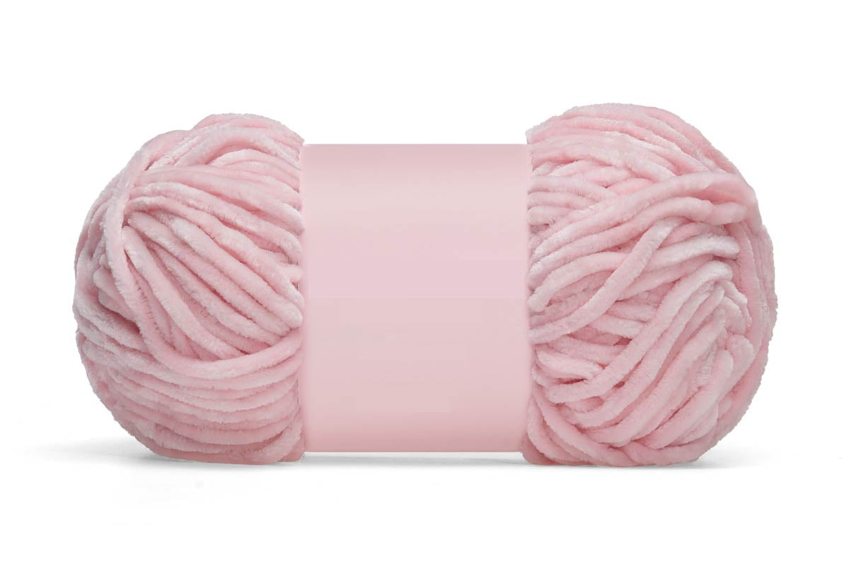 Juicy Luxe Velour yarn skein soft glow light pink velvety yarn for knitting and crocheting baby blankets accessories hats DIY
