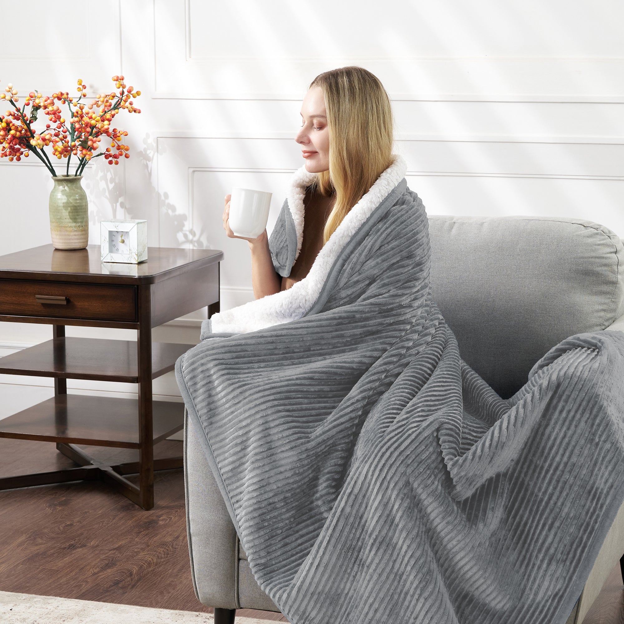 CBCHome Corduroy Velvet Plush Ribbed Throw Blanket – CraftedbyCatherine