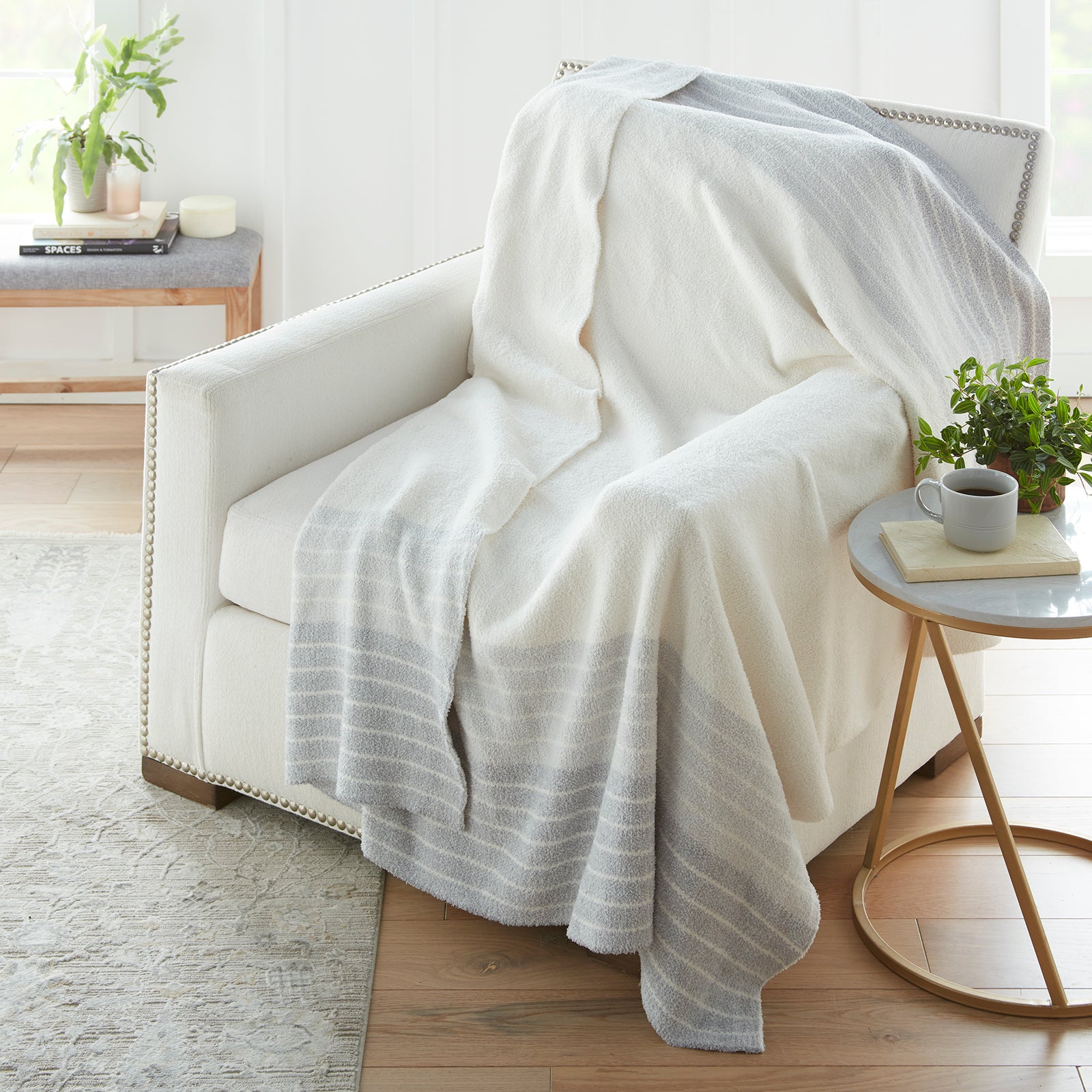 Heather Patterned Throw Heathered Border Stripe Cozy Knit Throw – CraftedbyCatherine