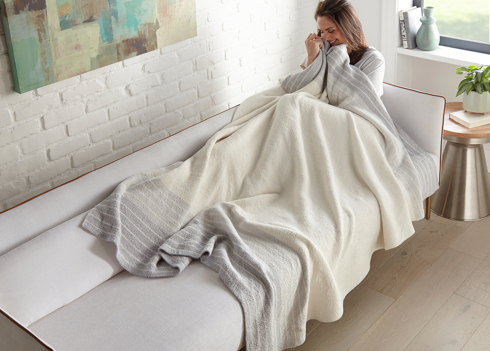 Heather Patterned Throw Heathered Border Stripe Cozy Knit Throw – CraftedbyCatherine