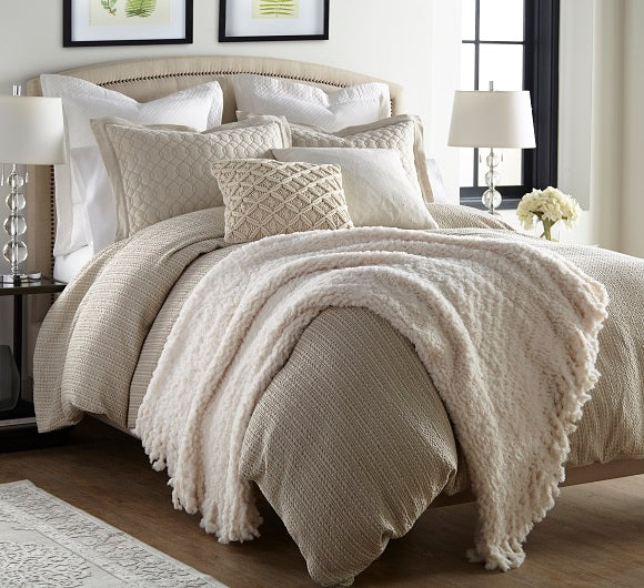Fringe Knit Rabbit Fur Throw