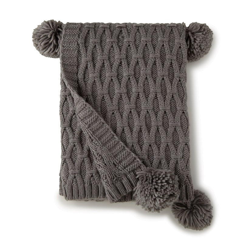 Pom Pom Sweater Knit Throw