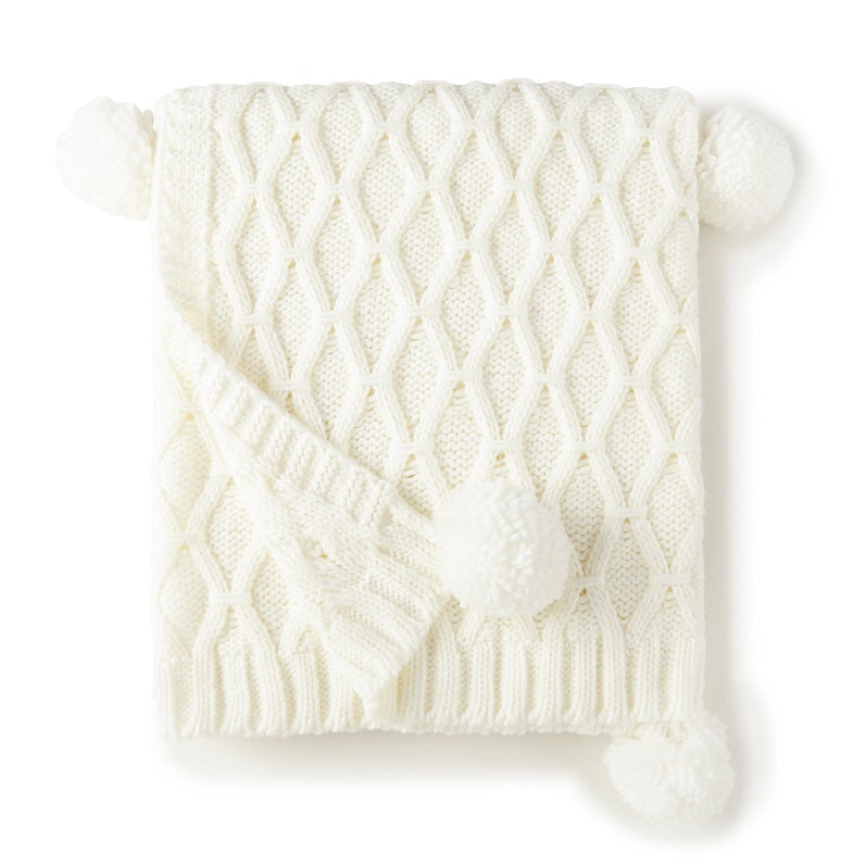 Pom Pom Sweater Knit Throw