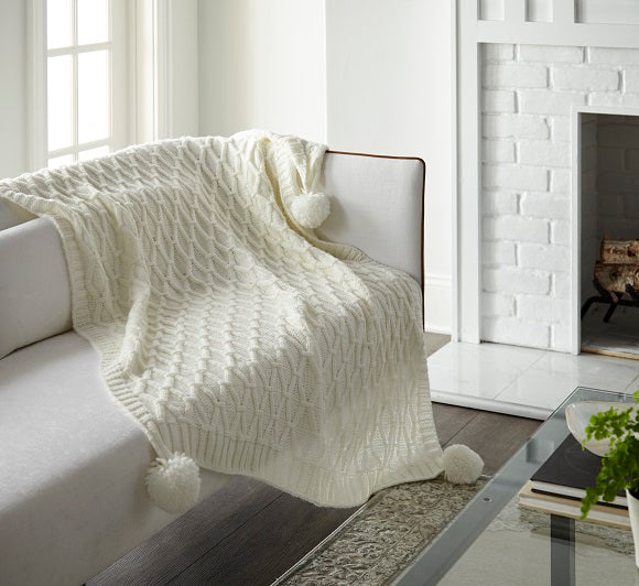 Pom Pom Sweater Knit Throw