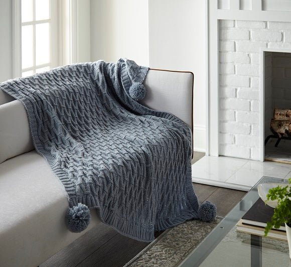 Pom Pom Sweater Knit Throw