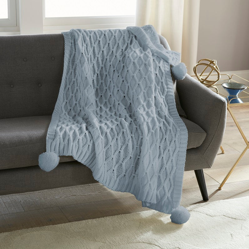 Pom Pom Sweater Knit Throw